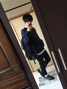 「niko and...（ニコアンド）のアイテム（トップス、ブルー系）」を使った、yasuさん（メンズ・173cm）の秋コーディネート
