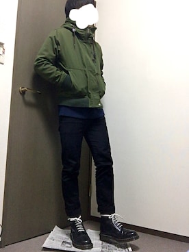 「GRAND GLOBAL（グランドグローバル）のアイテム（ジャケット/アウター、グリーン系）」を使った、yasuさん（メンズ・173cm）の冬コーディネート