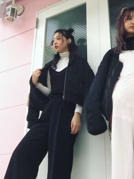 「ハーフアップ」｜「アイテム（その他アウター）」を使った、paniさん（レディース・165cm）の冬コーディネート
