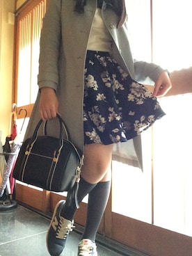「MAJESTIC LEGON（マジェスティックレゴン）のアイテム（ステンカラーコート）」を使った、・A y a・さん（レディース・155cm）の春コーディネート