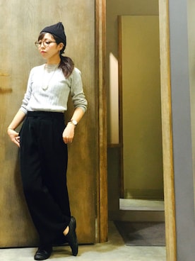 「クルーネックニット」｜（株）midoriさん（レディース・151cm）の夏コーディネート