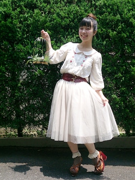 「白スカート」｜「アイテム（雑貨/ホビー）」を使った、Chie＊さん（レディース・159cm）の夏コーディネート