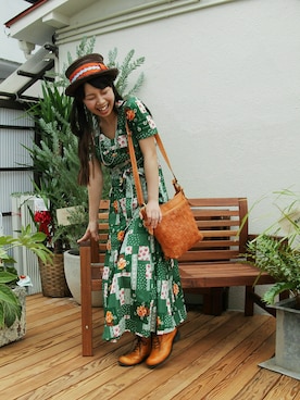 「古着ワンピース」｜「アイテム（その他）」を使った、Chie＊さん（レディース・159cm）の夏コーディネート