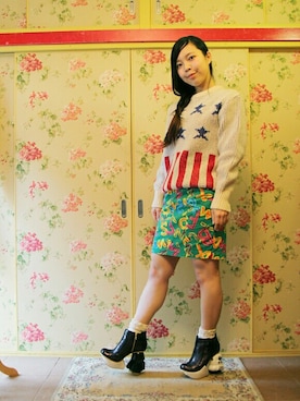 「星条旗」｜「アイテム（ワンピース/ドレス）」を使った、Chie＊さん（レディース・159cm）の冬コーディネート