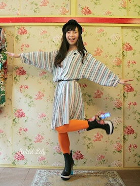 「レトロワンピース」｜「アイテム（その他）」を使った、Chie＊さん（レディース・159cm）の春コーディネート
