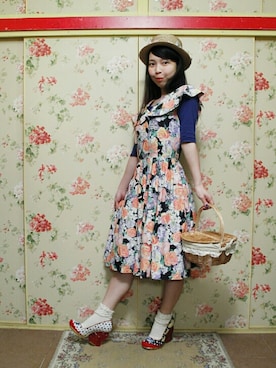 「レトロワンピース」｜「アイテム（その他）」を使った、Chie＊さん（レディース・159cm）の夏コーディネート