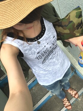 「rps（アールピーエス）のアイテム（サンダル）」を使った、chancさん（レディース・163cm）の夏コーディネート