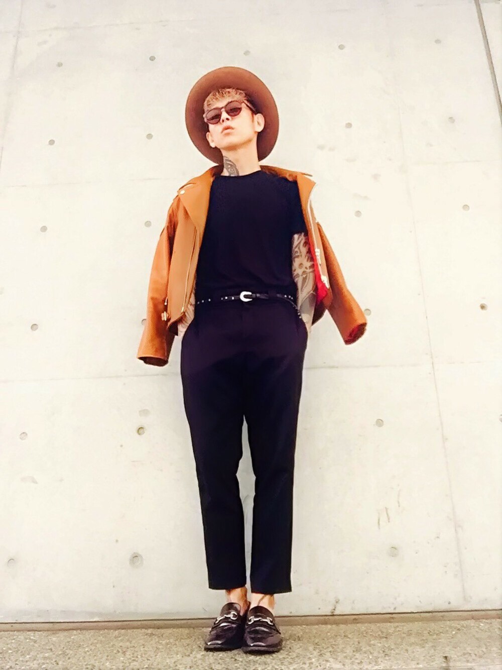 TETUさんの「鈴木恵三着用モデル　ステアハイド　ダブルライダース（COLLARS）」を使ったコーディネート