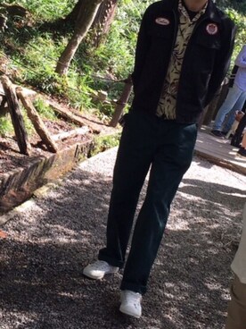 「CALEE（キャリー）のアイテム（チノパンツ）」を使った、croさん（メンズ・182cm）の秋コーディネート