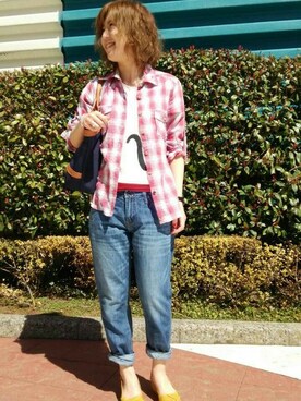 「TYPE BLUE（タイプブルー）のアイテム（パンツ）」を使った、Hitomiさん（レディース・161cm）の春コーディネート