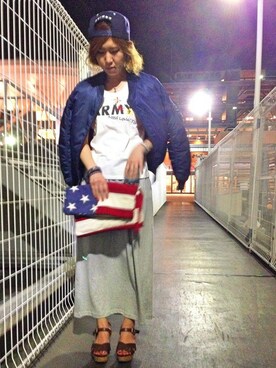 「TYPE BLUE（タイプブルー）のアイテム（Tシャツ/カットソー）」を使った、Hitomiさん（レディース・161cm）の夏コーディネート