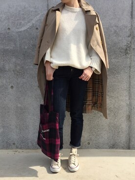 「アイテム（エコバッグ/サブバッグ、レッド系）」を使った、cota_raさん（レディース・168cm）の春コーディネート