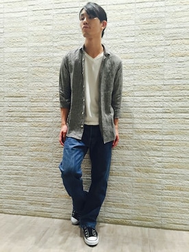 「ギンガムチェックシャツ」｜ivory court南町田店スタッフさん（メンズ・172cm）の夏コーディネート