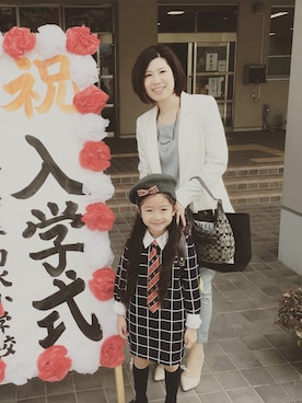 「JENNI（ジェニィ）のアイテム（ワンピース、ブルー系）」を使った、ゆちのさん（キッズ・120cm）の春コーディネート