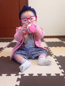 「動物モチーフ」｜「アイテム（パーカー）」を使った、i-chiさん（キッズ・70cm）の春コーディネート