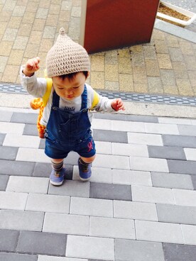 「TOMMY HILFIGER（トミーヒルフィガー）のアイテム（オールインワン・サロペット）」を使った、i-chiさん（キッズ・70cm）の夏コーディネート