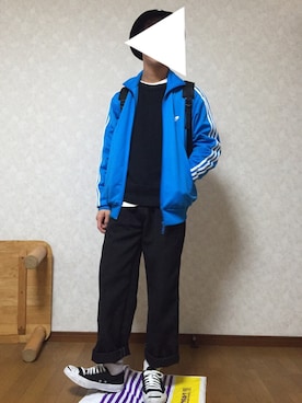 「アイテム（ジャージ）」を使った、かにかまさん（メンズ・170cm・20代）の冬コーディネート