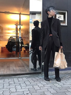 「no brand（ノーブランド）のアイテム（セットアップ）」を使った、さとけんさん（メンズ・180cm）の冬コーディネート