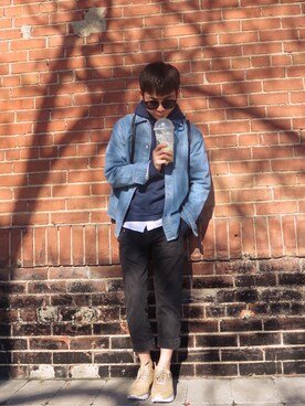 「STUSSY（ステューシー）のアイテム（デニムジャケット）」を使った、Anmimさん（メンズ・168cm）の夏コーディネート