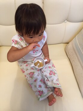 「Carter's（カーターズ）のアイテム（ママ＆ベビー、ホワイト系）」を使った、yuiiさん（キッズ）の夏コーディネート