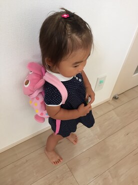 「MIKI HOUSE（ミキハウス）のアイテム（ワンピース、ブルー系）」を使った、yuiiさん（キッズ）の夏コーディネート