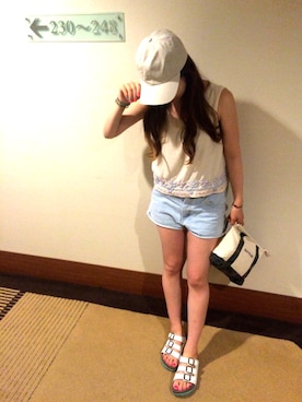 「沖縄」｜「アイテム（クラッチバッグ）」を使った、ma-.Oさん（レディース・158cm）の夏コーディネート