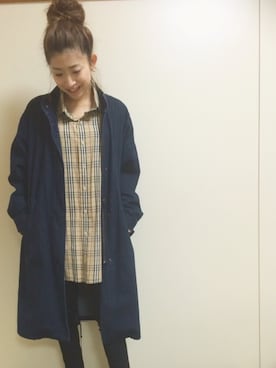 「バーバリー」｜「アイテム（デニムジャケット）」を使った、chan.eさん（レディース・159cm）の冬コーディネート