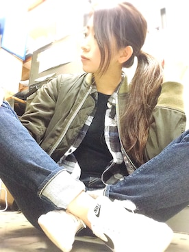 「NIKE（ナイキ）のNIKE/ナイキ グランドテラス 654495（スニーカー）」を使った、chan.eさん（レディース・159cm）の冬コーディネート