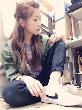 「NIKE（ナイキ）のNIKE/ナイキ グランドテラス 654495（スニーカー）」を使った、chan.eさん（レディース・160cm）の春コーディネート