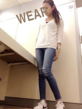 「NIKE（ナイキ）のNIKE/ナイキ グランドテラス 654495（スニーカー）」を使った、chan.eさん（レディース・160cm）の春コーディネート