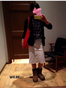 「アイテム（エコバッグ/サブバッグ、レッド系）」を使った、hana＊kanranさん（レディース・162cm）の冬コーディネート