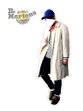 「バンダナ」｜「アイテム（ステンカラーコート）」を使った、🌌   K u r o ™さん（メンズ・171cm）の春コーディネート