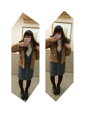「アイテム（サロペット/オーバーオール）」を使った、aymn✝さん（レディース・153cm・10代）の冬コーディネート