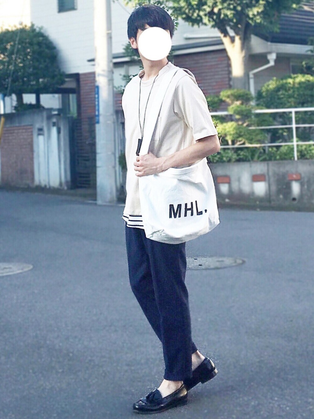 「Hender SchemeのHender Scheme key neck holder（キーケース/キーアクセサリー、ブラック系）」を使った、ponさん（メンズ・168cm）の夏コーディネートの1枚目の写真