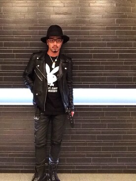 「BLK DNM（ブラックデニム）のアイテム（ライダースジャケット）」を使った、hiro6295さん（メンズ・168cm）の秋コーディネート