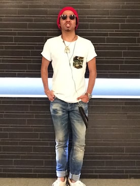 「赤ニット帽」｜hiro6295さん（メンズ・168cm）の春コーディネート