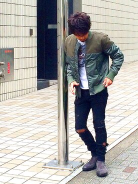 「Saturdays NYC（サタデーズ ニューヨークシティ ）のアイテム（ミリタリージャケット）」を使った、hiro6295さん（メンズ・168cm）の秋コーディネート