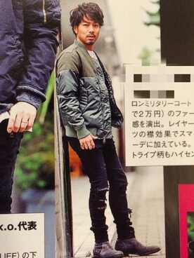 「Saturdays NYC（サタデーズ ニューヨークシティ ）のアイテム（ミリタリージャケット）」を使った、hiro6295さん（メンズ・168cm）の秋コーディネート