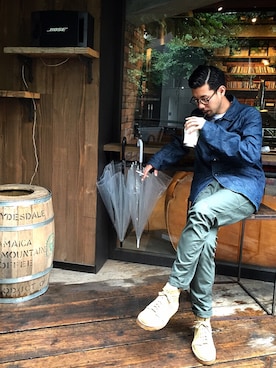 「OLIVER PEOPLES」｜「アイテム（カバーオール）」を使った、MSS  さん（メンズ・174cm）の夏コーディネート