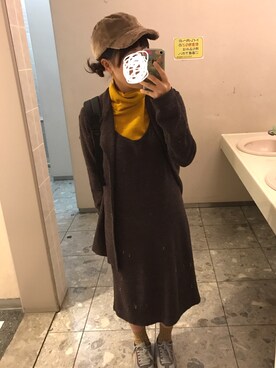 「トイレから失礼しやす」｜「アイテム（帽子）」を使った、ゆっちゃんさん（レディース・154cm）の冬コーディネート