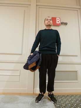 「COMOLI（コモリ）のアイテム（デニムジャケット）」を使った、BSHOPみなとみらいスタッフさん（メンズ・160cm）の秋コーディネート