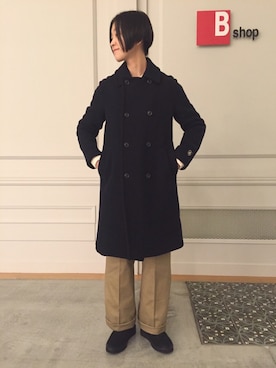 「Scye（サイ）のアイテム（パンツ）」を使った、BSHOPみなとみらいスタッフさん（レディース・158cm）の秋コーディネート