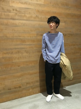 「バスクシャツ」｜BSHOPみなとみらいスタッフさん（メンズ・170cm）の冬コーディネート