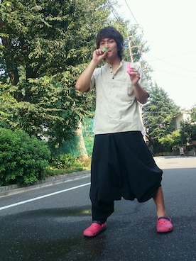 「MALAIKA（マライカ）のアイテム（パンツ）」を使った、ちゃずさん（メンズ・171cm）の夏コーディネート