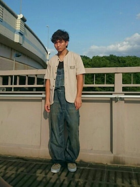 「ベースボールシャツ」｜「アイテム（サロペット/オーバーオール）」を使った、ちゃずさん（メンズ・171cm）の夏コーディネート