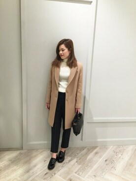 「Rouge vif（ルージュヴィフ）のアイテム（ピーコート）」を使った、小澤さん（レディース・156cm）の冬コーディネート