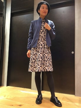 「フレッドペリー」｜「アイテム（ワンピース/ドレス）」を使った、NAOさん（レディース・162cm）の冬コーディネート