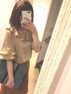 「オレンジスカート」｜rieさん（レディース・153cm）の秋コーディネート