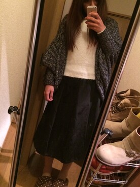 「URBAN RESEARCH（アーバンリサーチ）のアイテム（スカート、ブラック系）」を使った、はとぽっぽさん（レディース・158cm）の冬コーディネート