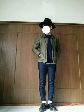 「靴下チラ見せ」｜「アイテム（ブルゾン）」を使った、sho.さん（メンズ・167cm）の冬コーディネート